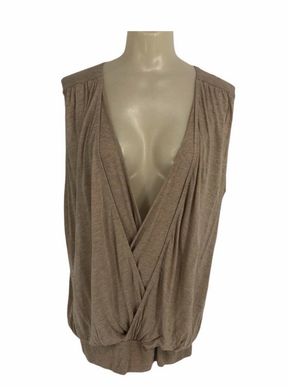 Anthropologie OGL wool tencel blend short cap sleeve free your movement shirt